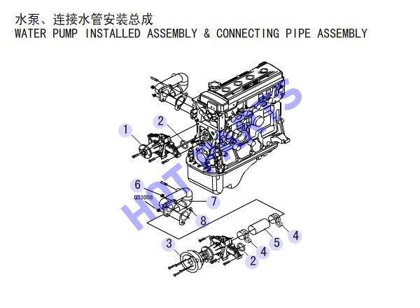 WATER PUMP INSTALLED ASSEMBLY & CONNECTING PIPE ASSEMBLY